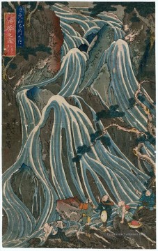 le Kirifuri tombe l’une des trois chutes d’eau 1847 Keisai, japonais Peinture à l'huile
